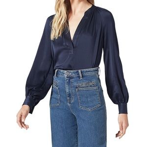Joie Rinah B Satin Navy Blouse